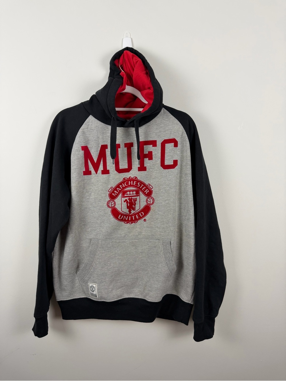 Manchester United Grey & Black MUFC Hooded Pullover